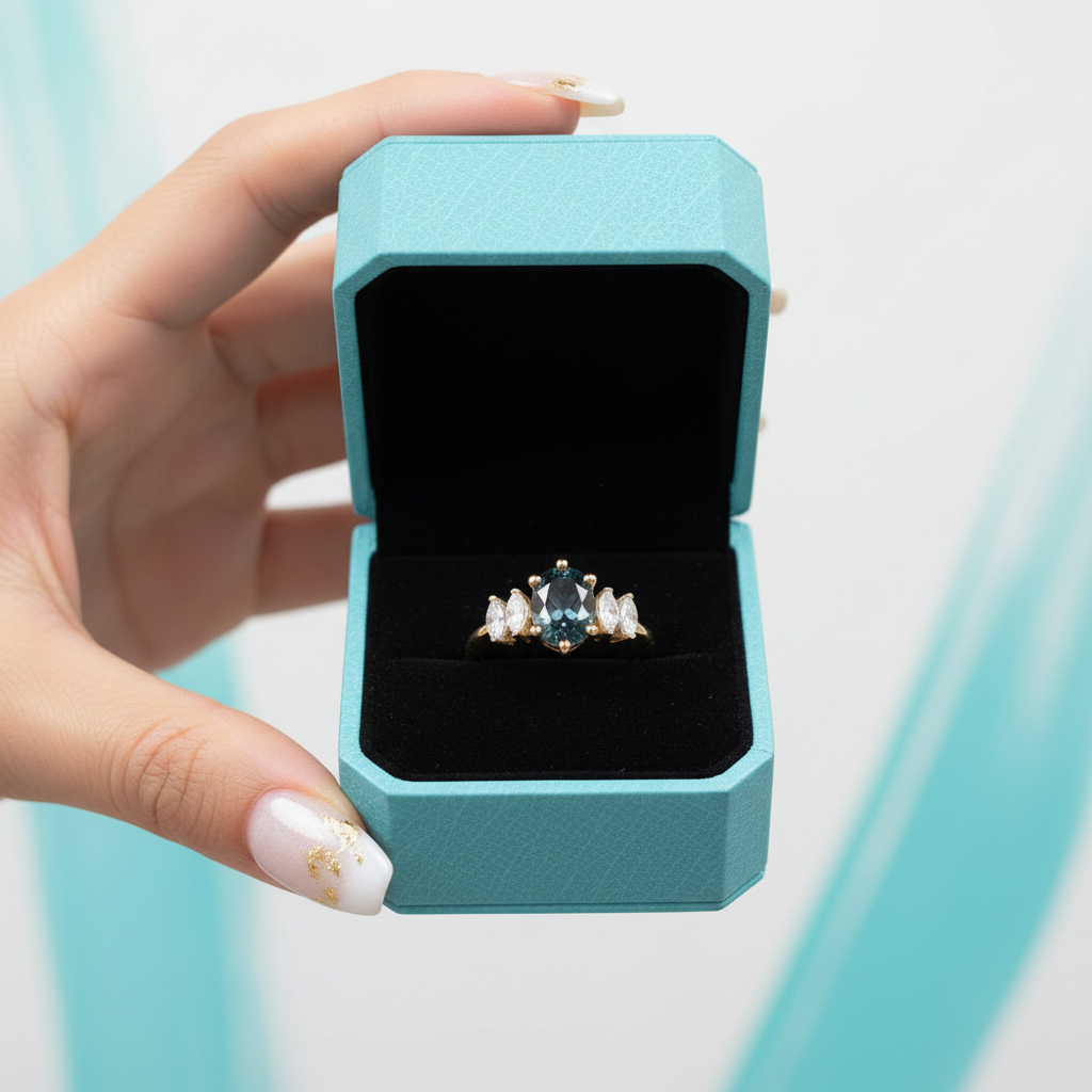 Oval Cut Color Changing Alexandrite Engagement Ring-Evani Jewelry