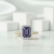 2.50 ct Emerald Cut Alexandrite Two Tone 14k Gold Engagement Ring