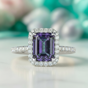 2.50 ct Emerald Cut Alexandrite Two Tone 14k Gold Engagement Ring