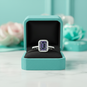2.50 ct Emerald Cut Alexandrite Two Tone 14k Gold Engagement Ring