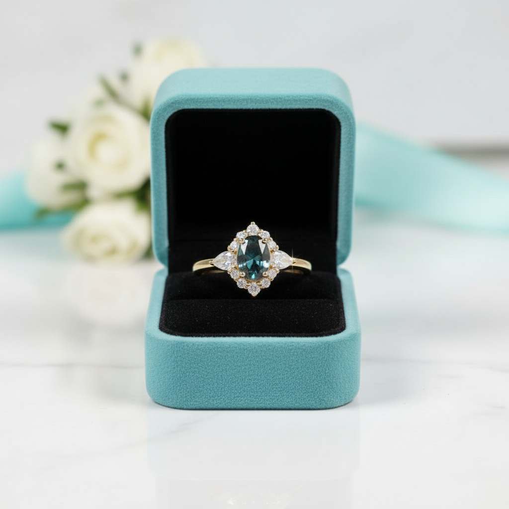 Oval Vintage Alexandrite Engagement Ring-Evani Jewelry