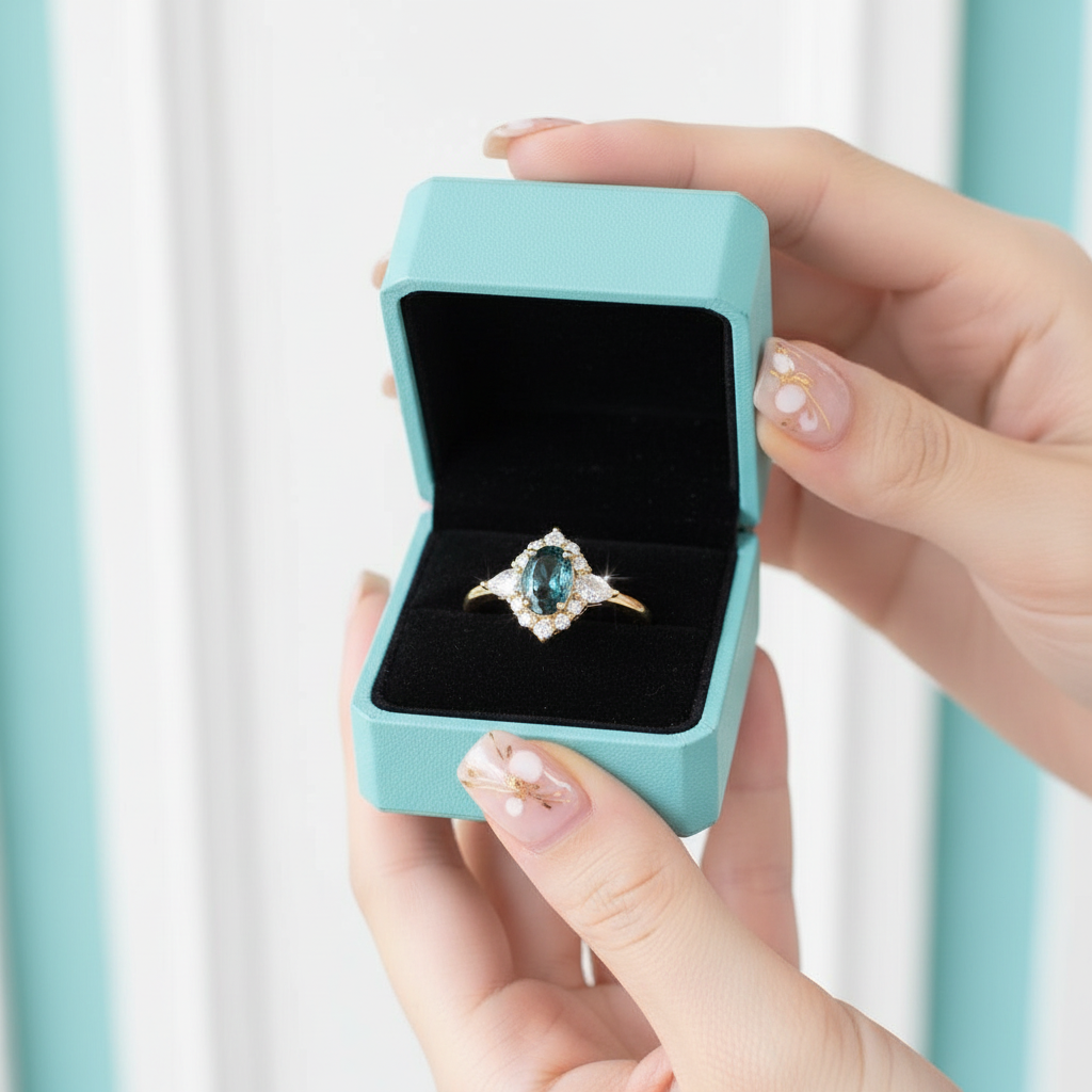 Oval Vintage Alexandrite Engagement Ring-Evani Jewelry