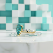 2.5ct Trillion Cut Turquoise Engagement Ring