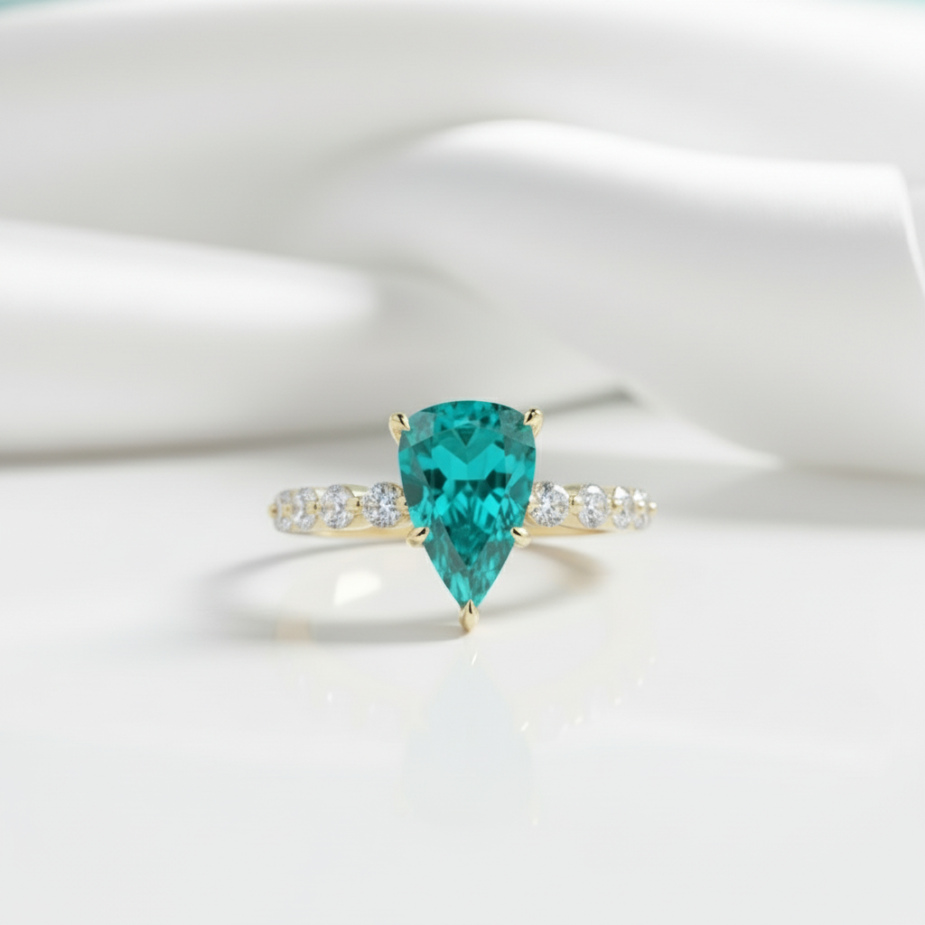 2.5ct Trillion Cut Turquoise Engagement Ring