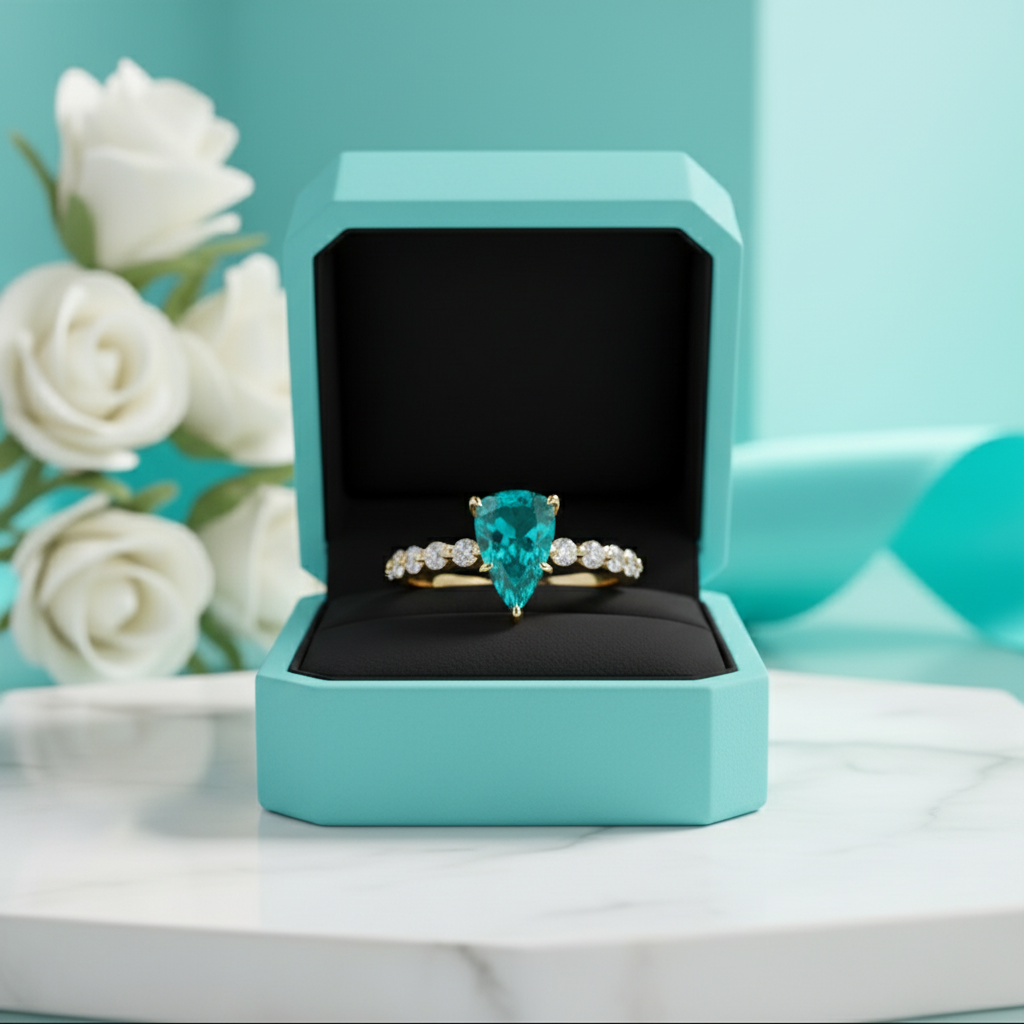 2.5ct Trillion Cut Turquoise Engagement Ring-Evani Jewelry