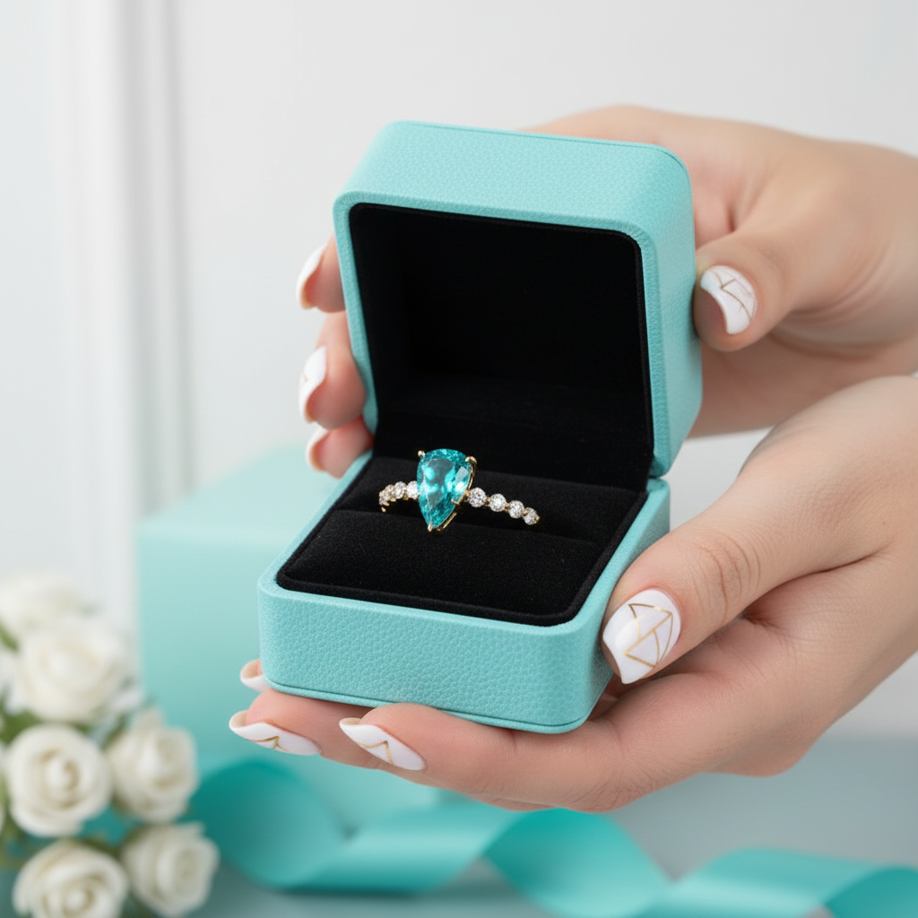 2.5ct Trillion Cut Turquoise Engagement Ring