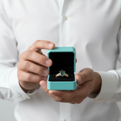 Worlds Entwine- Unique Moss Agate Engagement Ring Set