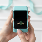 Worlds Entwine- Unique Moss Agate Engagement Ring Set