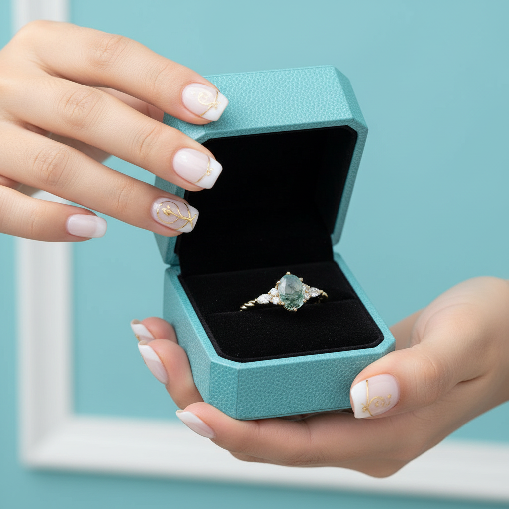 Twist of Fate- Natural Moss Agate Twisted Ring