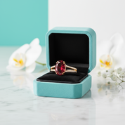 2.90 Ct Garnet Oval Cut Split Shank Engagement Ring-Evani Jewelry