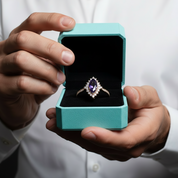 18k Yellow Gold Marquise Cut Tanzanite Halo Engagement Ring