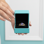 Gorgeous 1.2ct Round Cut Tanzanite Twist Engagement Ring Set