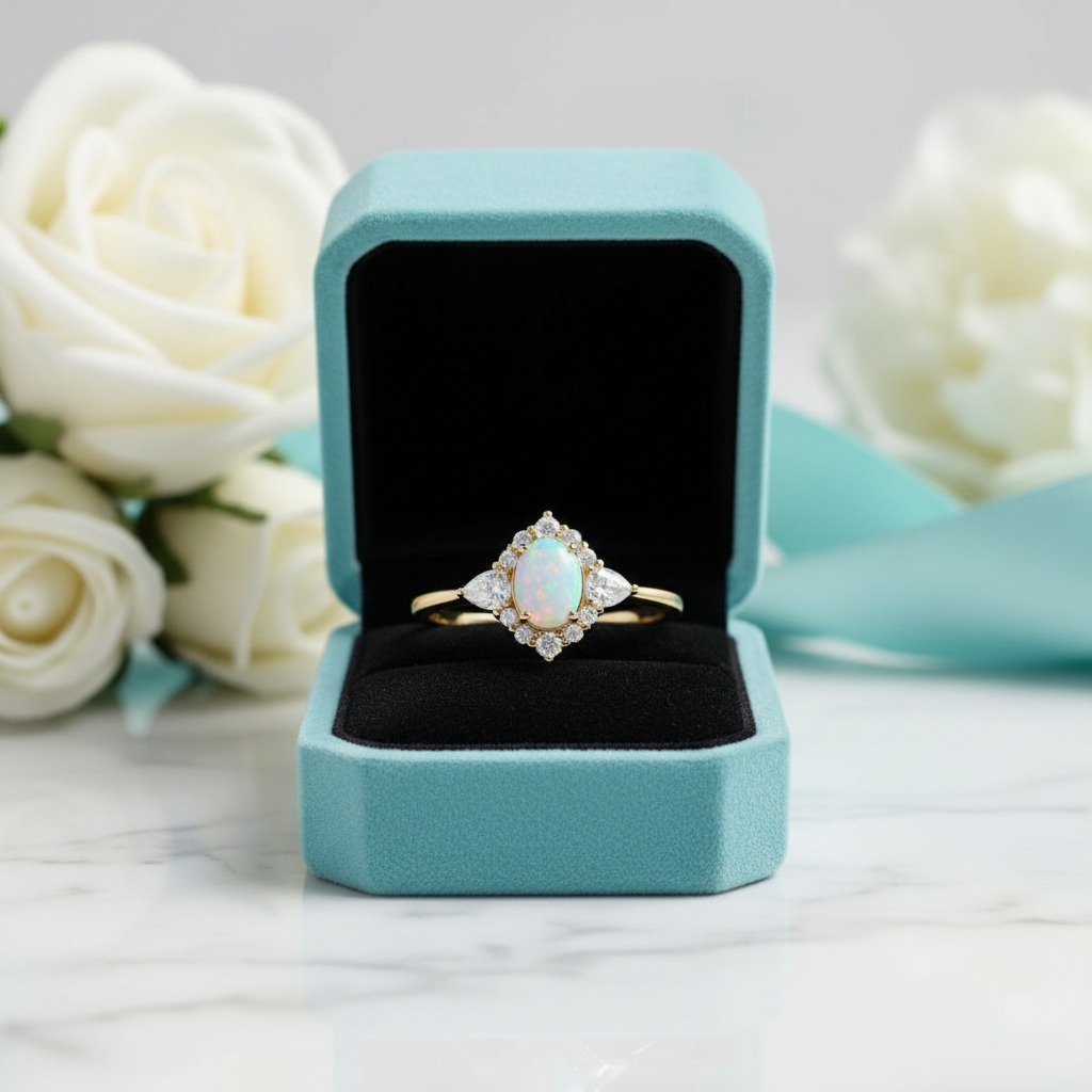 Oval Vintage Moonstone Engagement Ring-Evani Jewelry