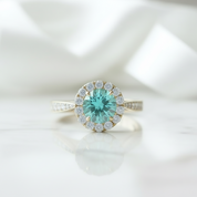 1.0 Ct Round Cut Turquoise Engagement Ring