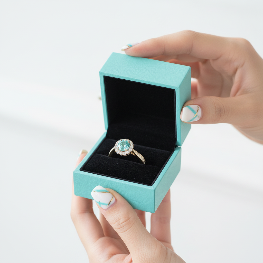 1.0 Ct Round Cut Turquoise Engagement Ring