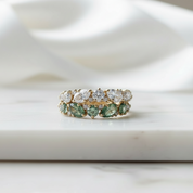 Weaver's Kiss- Moss Agate and Natural Gemstone Topaz Gold Ring