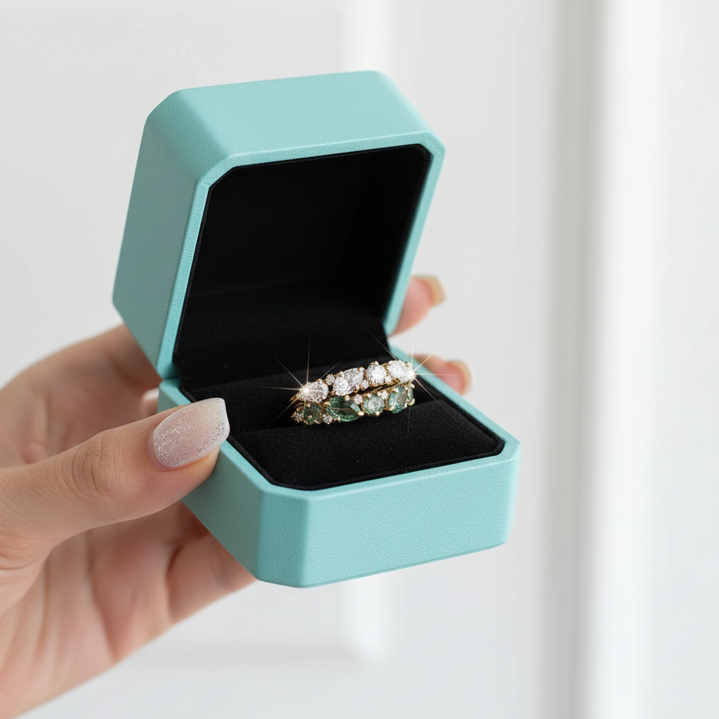 Weaver's Kiss- Moss Agate and Natural Gemstone Topaz Gold Ring