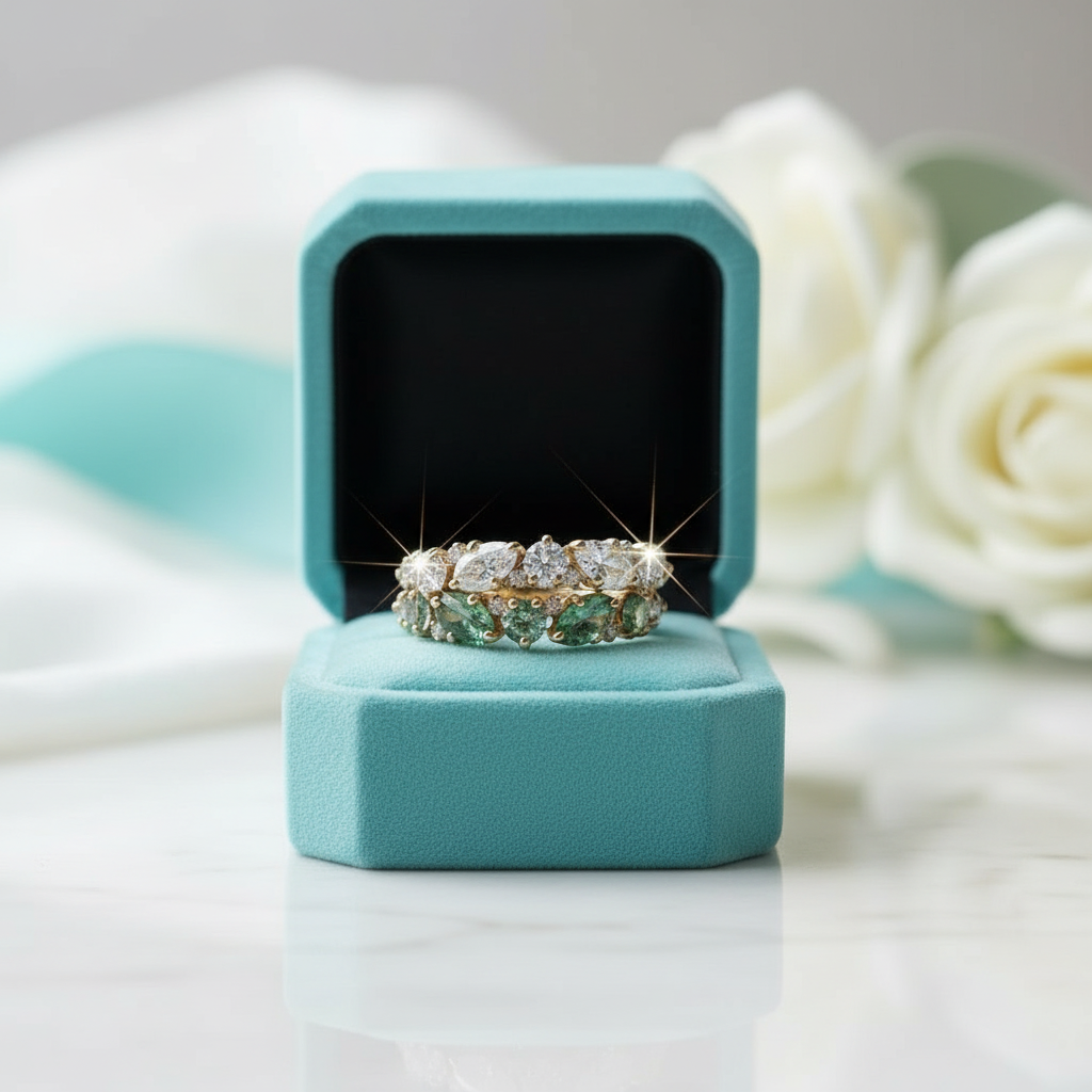 Weaver's Kiss- Moss Agate and Natural Gemstone Topaz Gold Ring