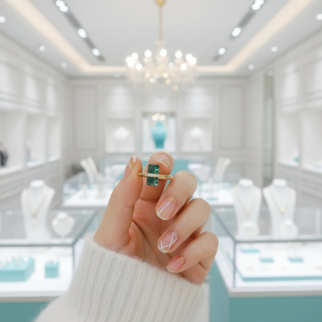 Tale of Love- Natural Moss Agate Open Ring-Evani Jewelry