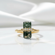 Tale of Love- Natural Moss Agate Open Ring