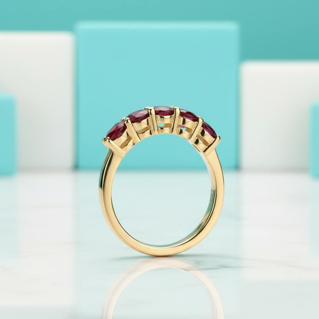 1.5 Cttw Round Cut Ruby Wedding Band-Evani Jewelry