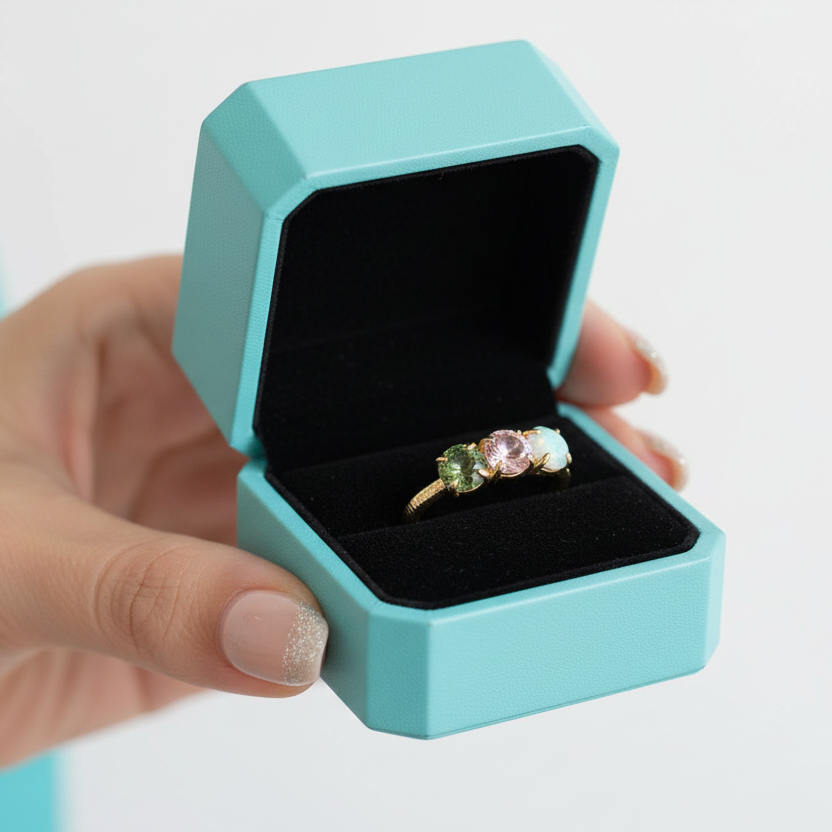 Love's Gentle Bloom- Natural Moss Agate Ring Rose Quartz Moss Agate Labradorite