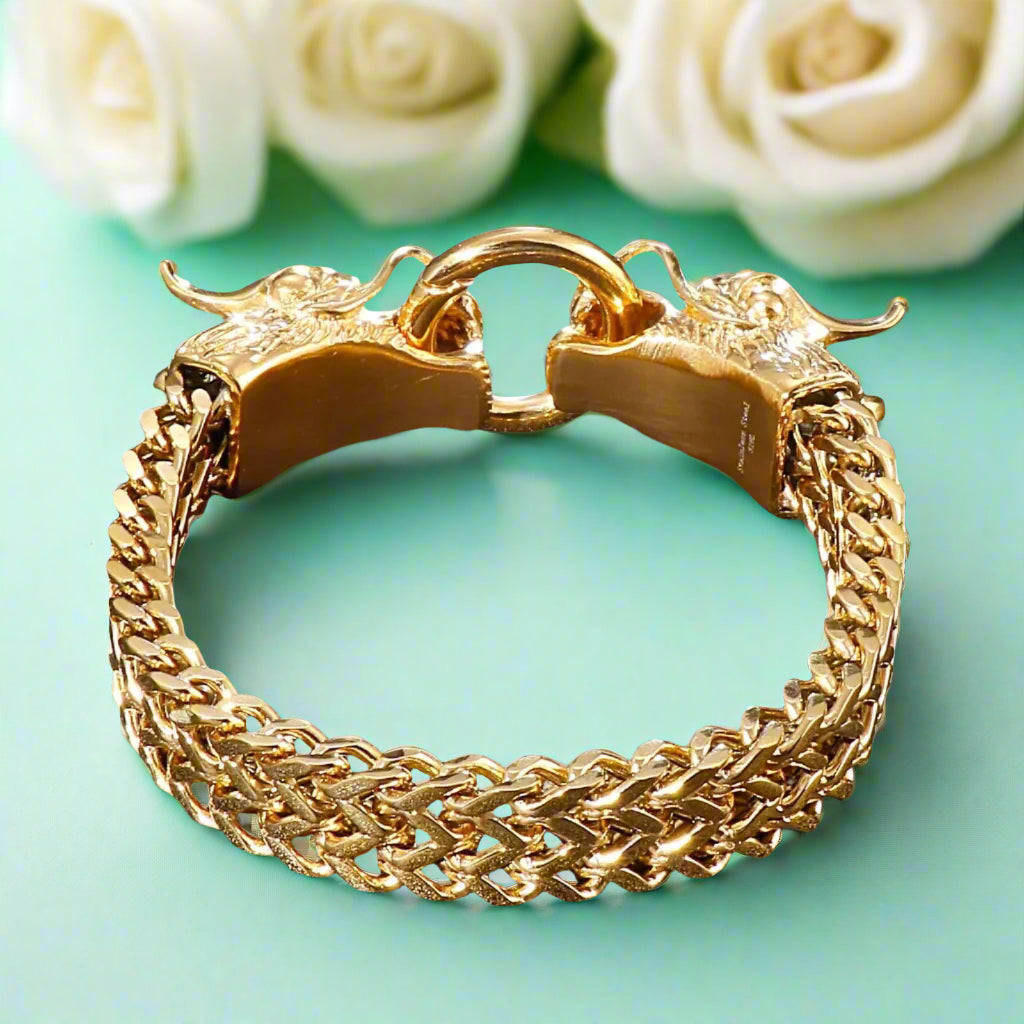 Golden Dragon Head Punk Bracelet-Evani Naomi Jewelry