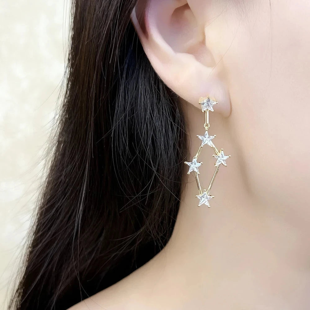 Golden Dreamlike Stars Drop Earrings-Evani Naomi Jewelry