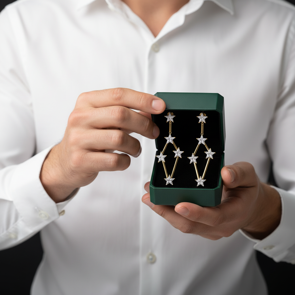 Golden Dreamlike Stars Drop Earrings - Evani Naomi Jewelry