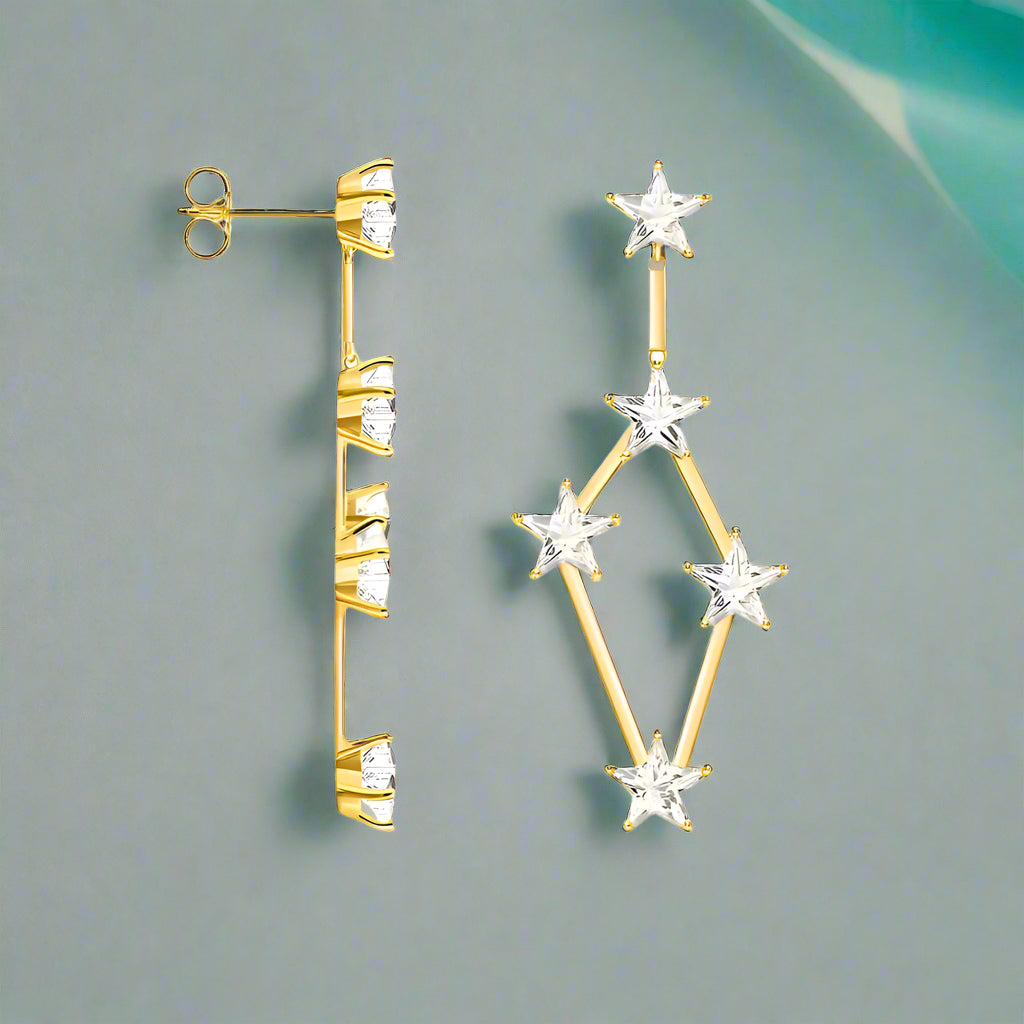 Golden Dreamlike Stars Drop Earrings-Evani Naomi Jewelry