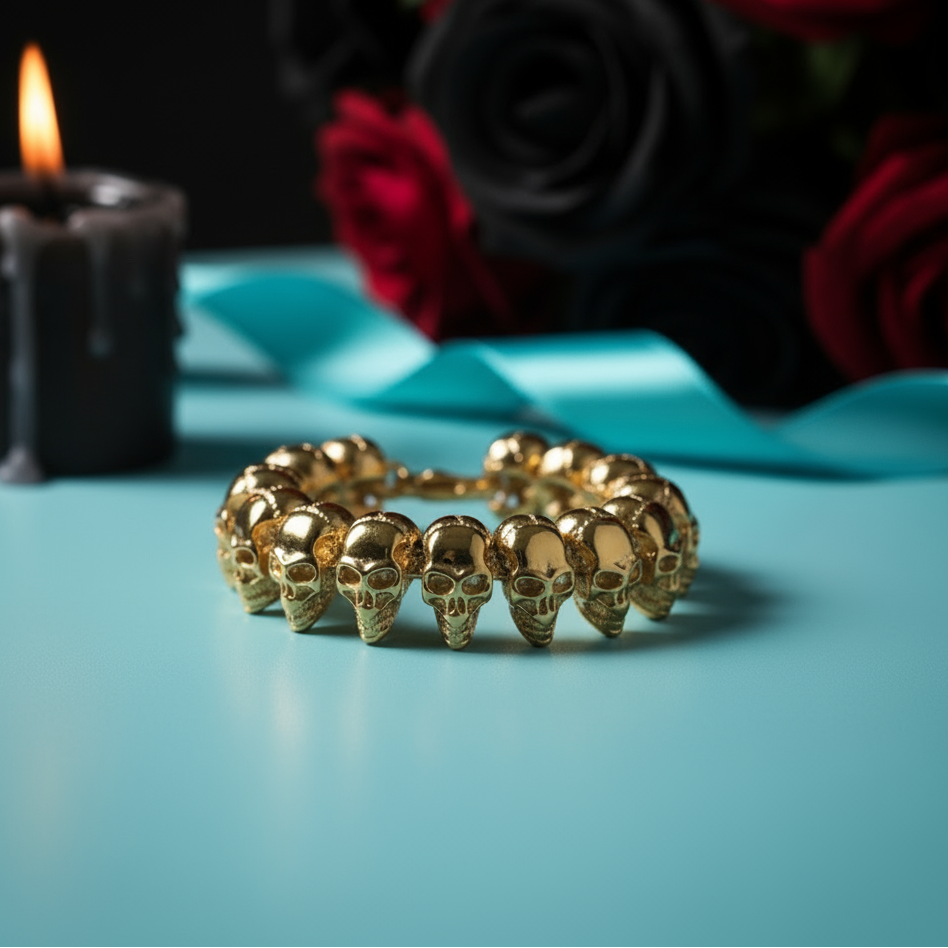 Golden Skull Hip-Hop Bracelet-Evani Naomi Jewelry