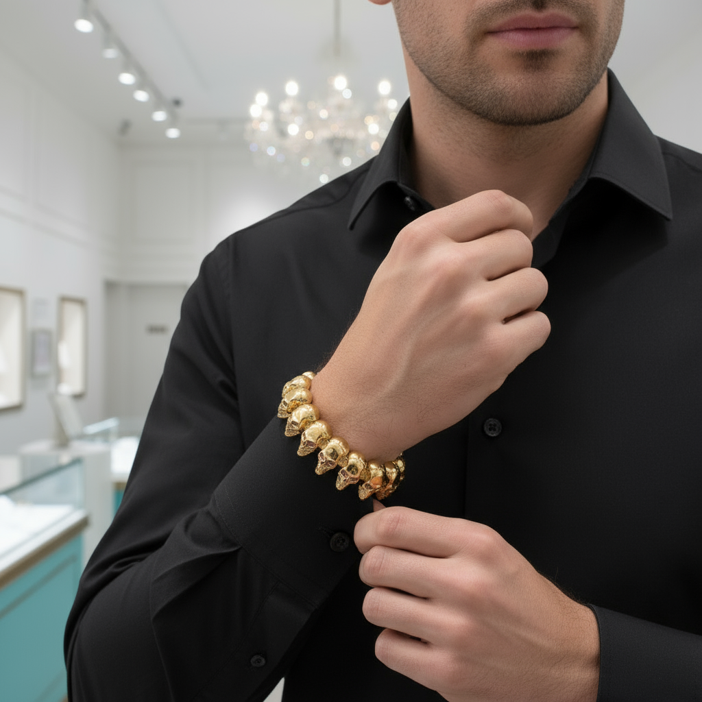 Golden Skull Hip-Hop Bracelet