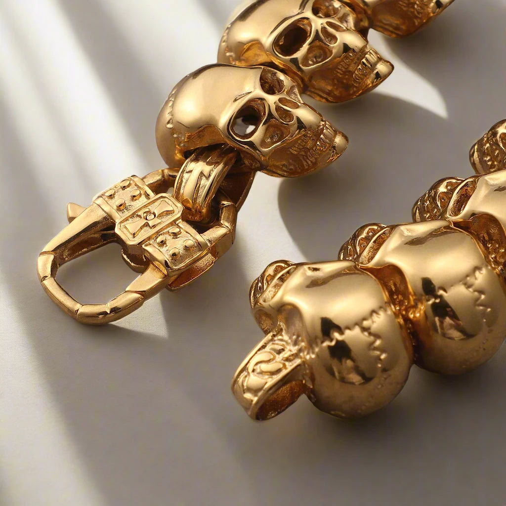 Golden Skull Hip-Hop Bracelet-Evani Naomi Jewelry