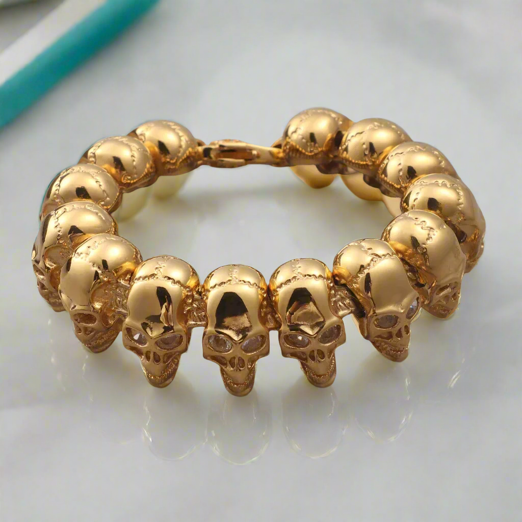 Golden Skull Hip-Hop Bracelet-Evani Naomi Jewelry