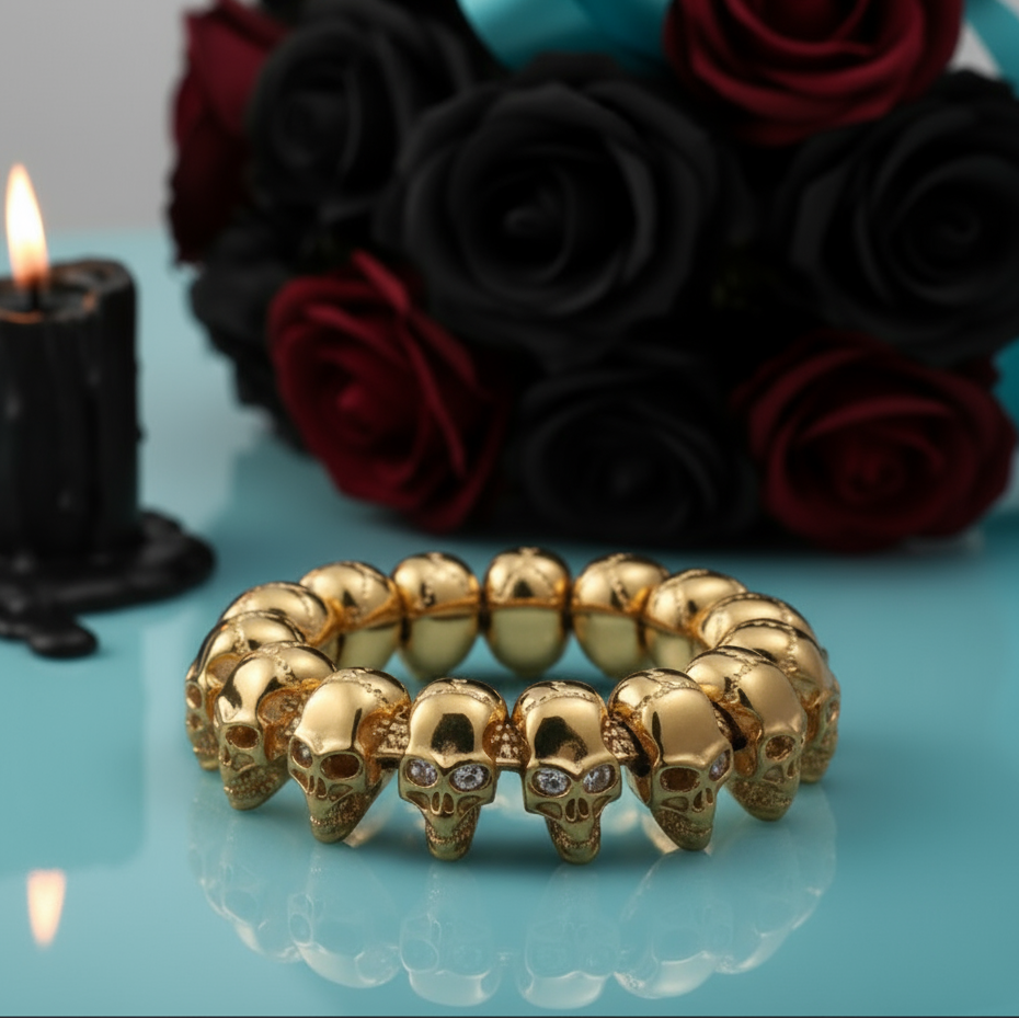 Golden Skull Hip-Hop Bracelet-Evani Naomi Jewelry