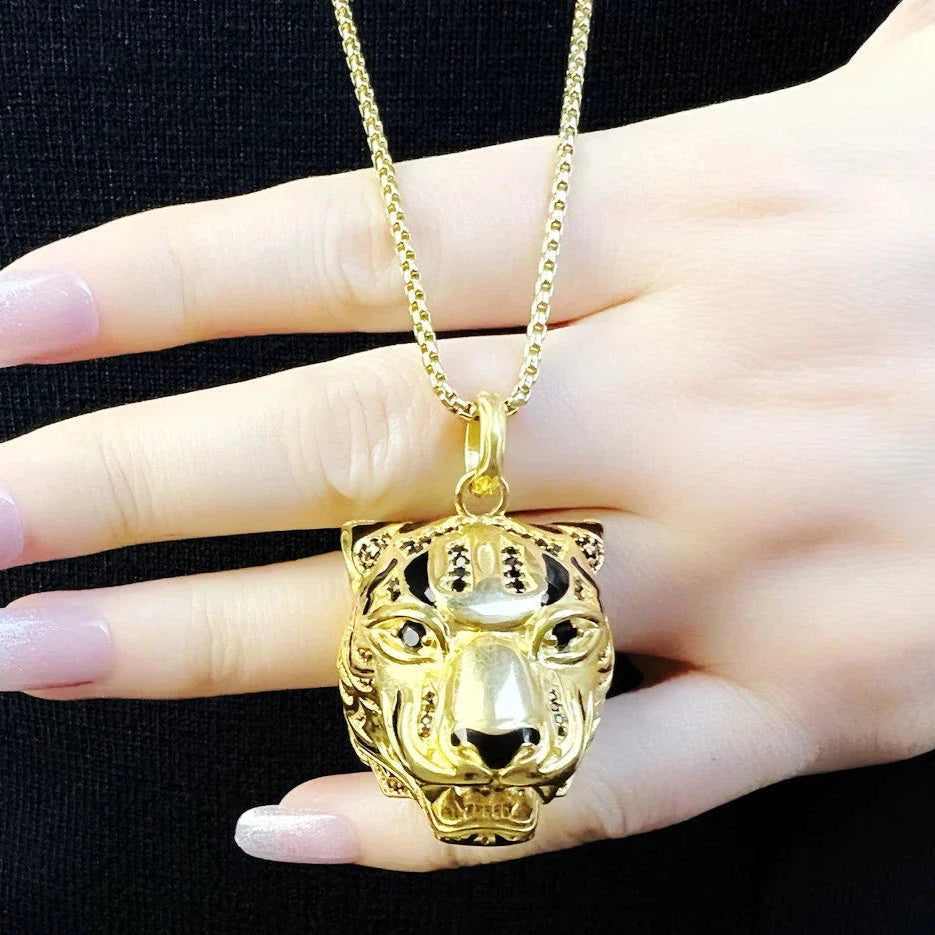 Golden Tiger Punk Rebel Pendant-Evani Jewelry