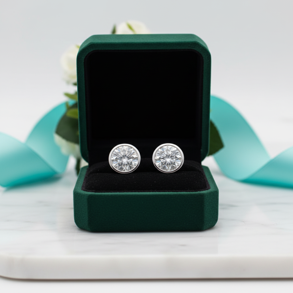 Gorgeous 1.0 Ct Round Cut Diamond Option Stud Earrings