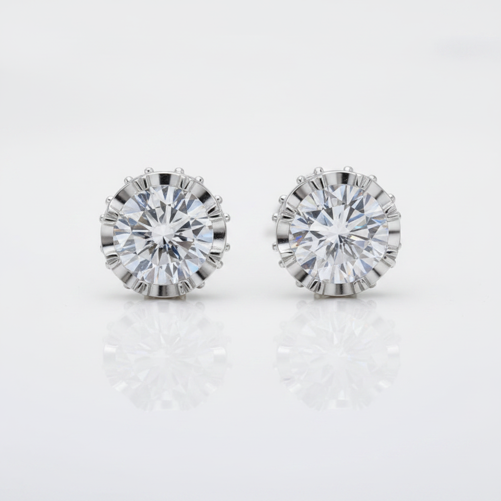 Gorgeous 1.0ct Diamond Option Flower Stud Earrings