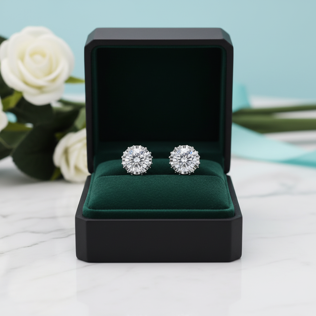 Gorgeous 1.0ct Diamond Option Flower Stud Earrings