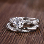 Gorgeous 1.2ct Round Cut Twist Engagement Ring Set-Evani Naomi Jewelry