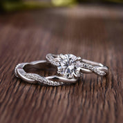 Gorgeous 1.2ct Round Cut Twist Engagement Ring Set-Evani Naomi Jewelry