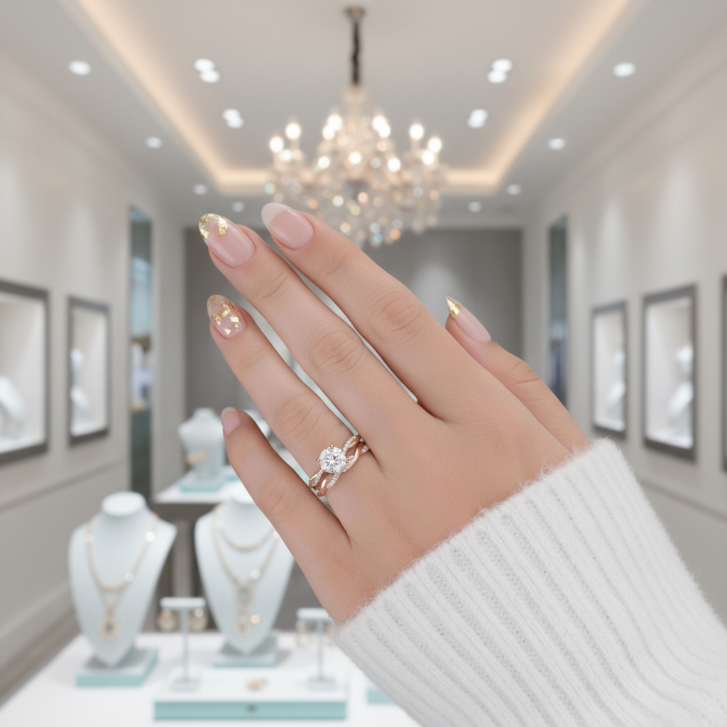 Gorgeous 1.2ct Round Cut Twist Engagement Ring Set-Evani Jewelry