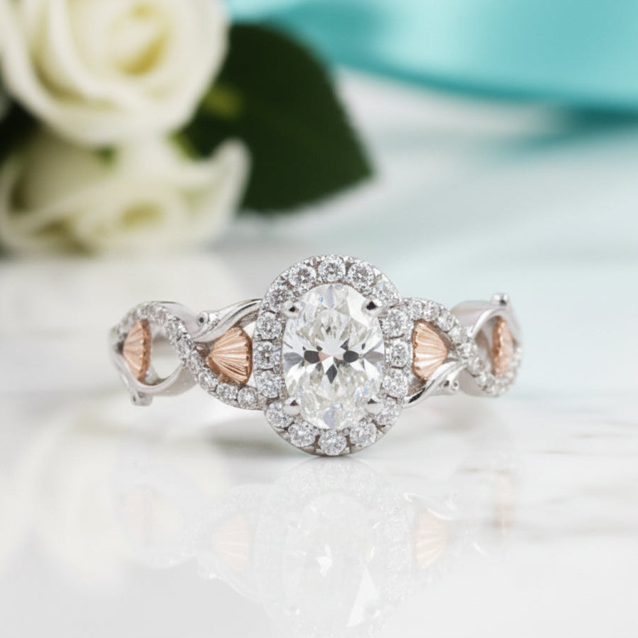Gorgeous Oval Cut Halo Diamond Engagement Ring-Evani Jewelry