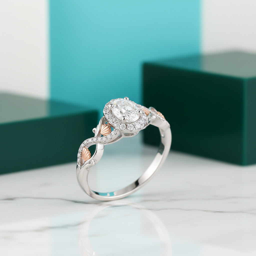 Gorgeous Oval Cut Halo Diamond Engagement Ring-Evani Jewelry