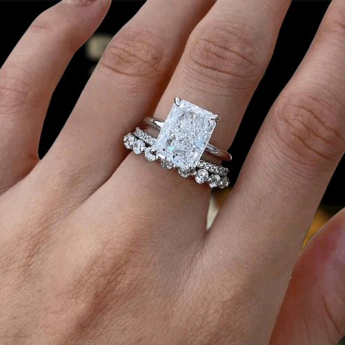 Gorgeous Radiant Cut 5.5ct Diamond 3pc Bridal Set-Evani Naomi Jewelry