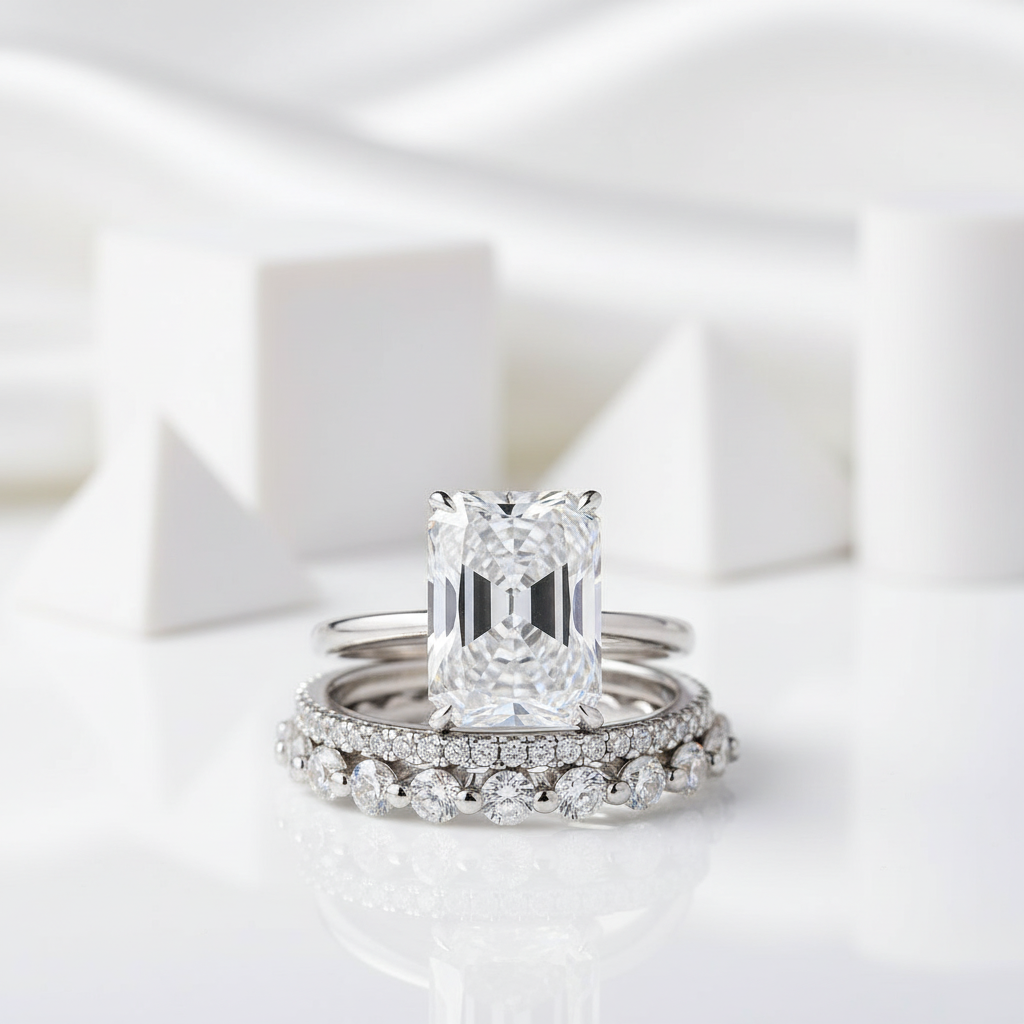 5.5ct Gorgeous Radiant Cut Diamond 3pc Bridal Set-Evani Jewelry