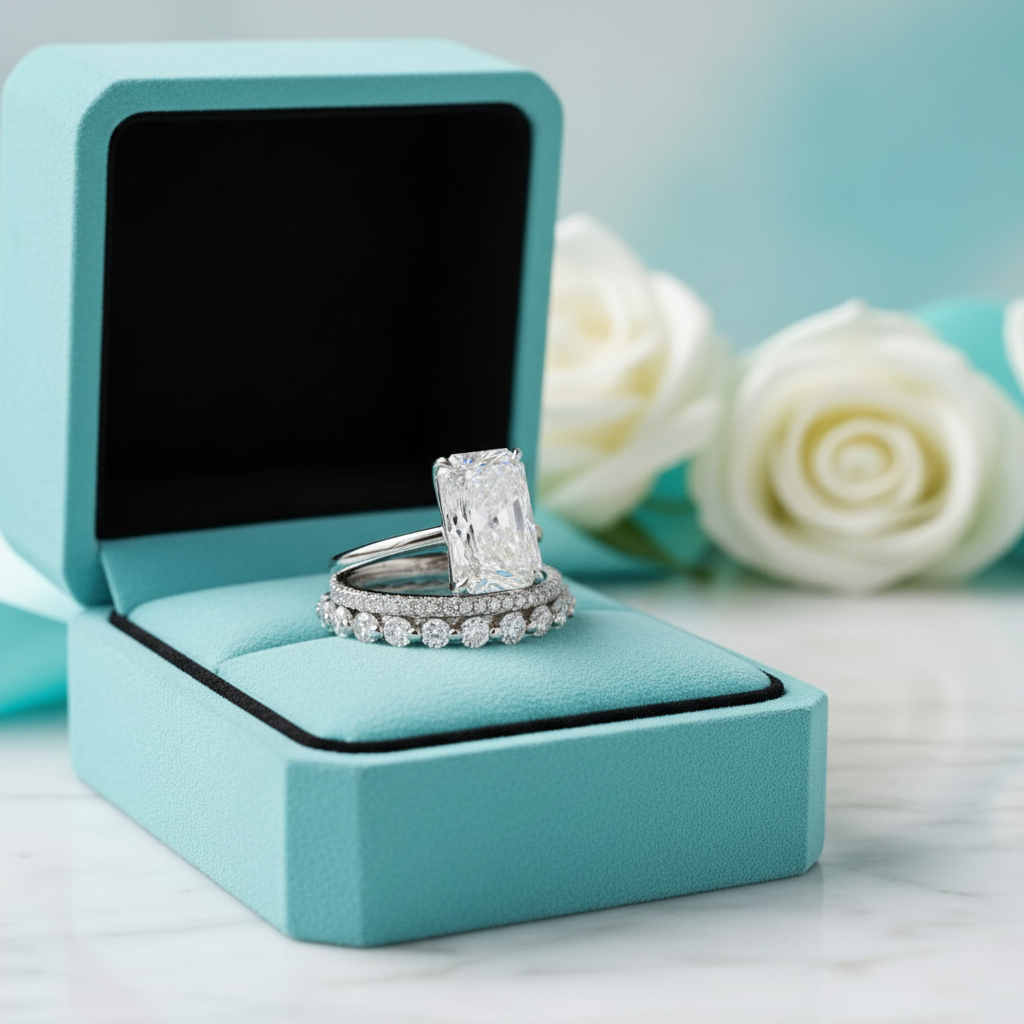 5.5ct Gorgeous Radiant Cut Diamond 3pc Bridal Set-Evani Jewelry