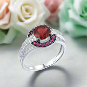 Gorgeous Red Stones Solitaire Ring-Evani Naomi Jewelry