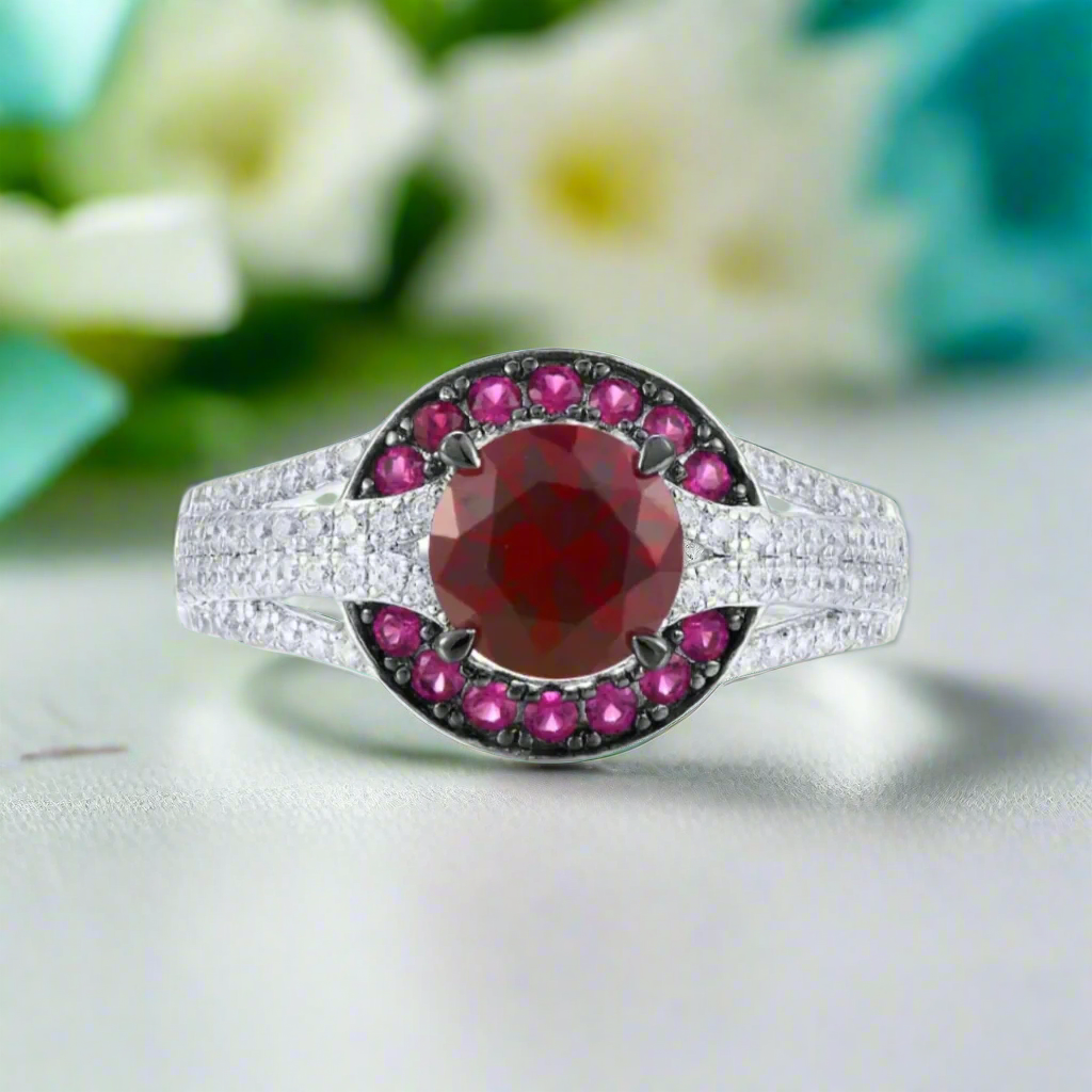 Gorgeous Red Stones Solitaire Ring-Evani Naomi Jewelry