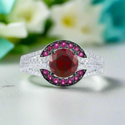 Gorgeous Red Stones Solitaire Ring-Evani Naomi Jewelry